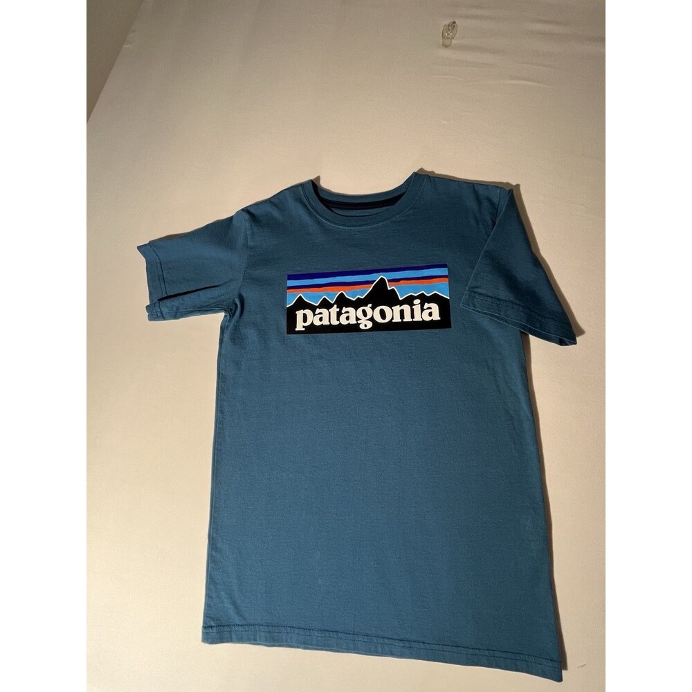 Patagonia 100% Organic Cotton T-shirt Unisex Blue/teal. Short/sleeve.